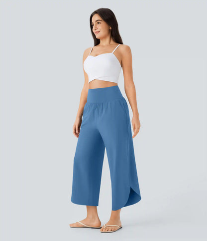 Breezeful™ High Waisted Tummy Control Split Hem Quick Dry Resort Pants with Pockets