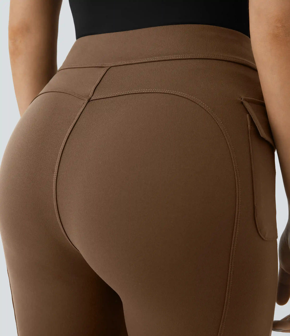 High Waisted Side Flap Pocket Flare Casual Cargo Pants