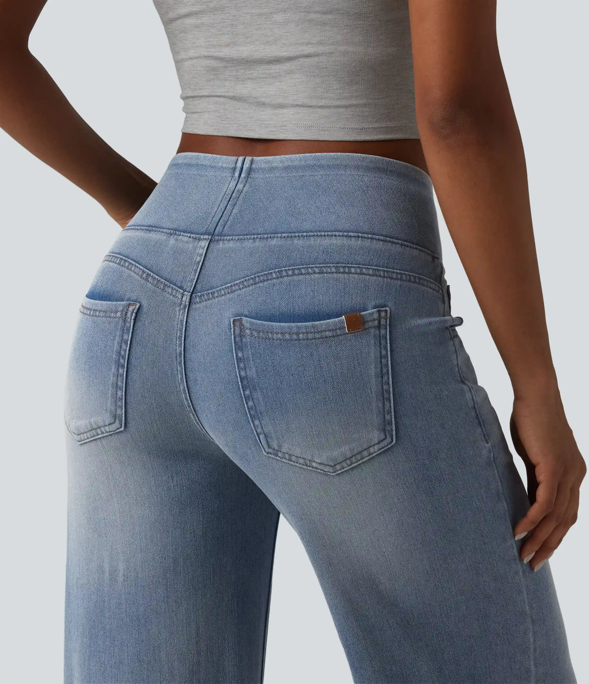 Halara Flex™ Mid Rise Draped Lyocell Washed Casual Baggy Wide Leg Jeans with Pockets