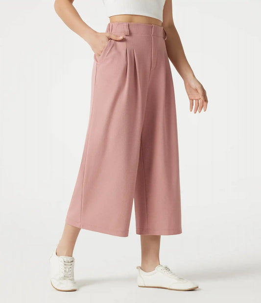 Halara Flex™ High Waisted Wide Leg Waffle Cropped Work Pants with Pockets