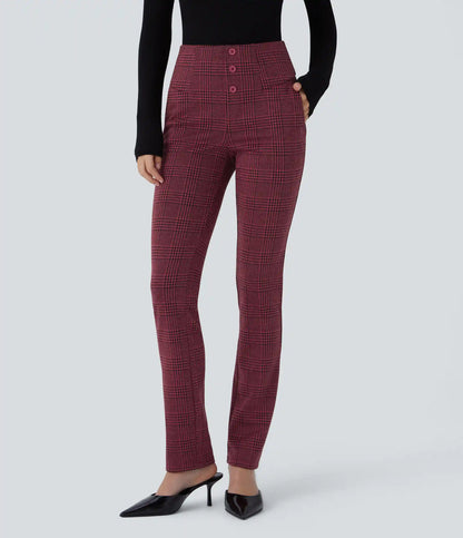 Halara Flex™ High Waisted Houndstooth Plaid Skinny Work Pants with Pockets