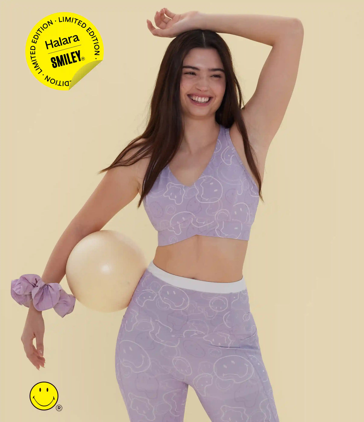 Halara X Smiley® Halara UltraSculpt™ Medium Support V Neck Racerback Training Sports Bra