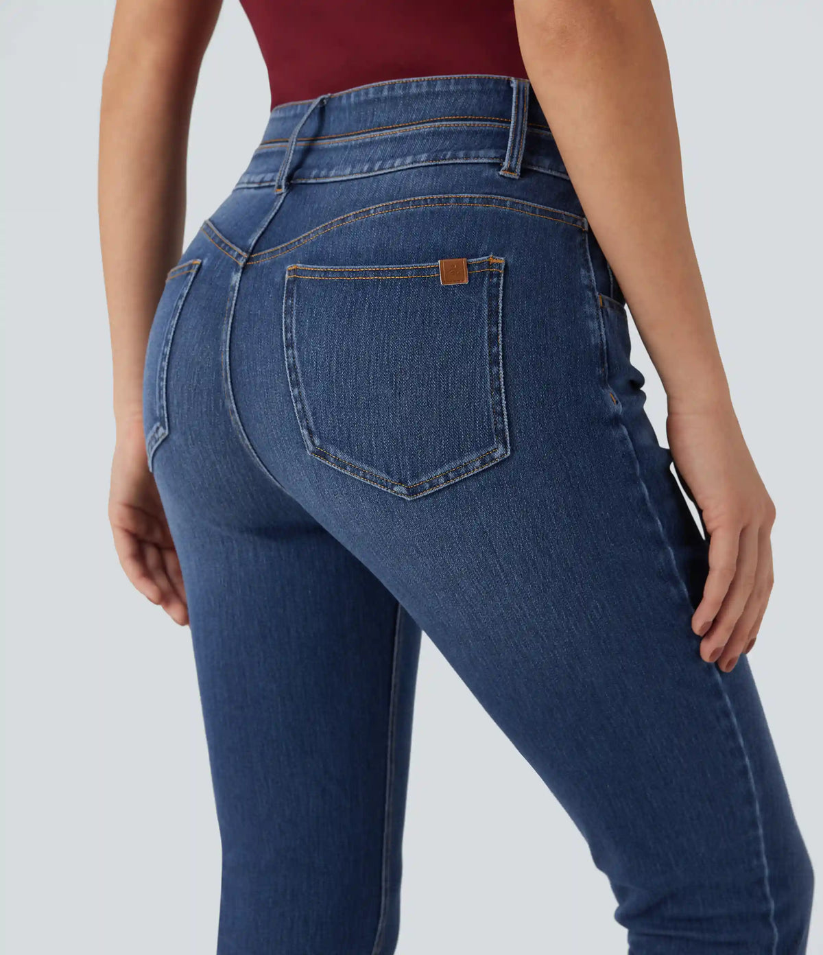 Halara Flex™ Mid Rise Double Waistband Casual Slim Jeans with Pockets