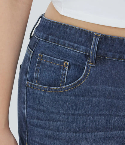 Halara Flex™ High Waisted Pockets Straight Leg Washed Casual Plus Size Jeans