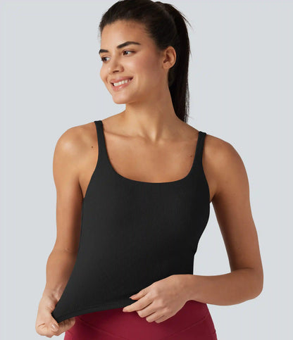 Backless U-Neck Built-in Bra Dance Tank Top
