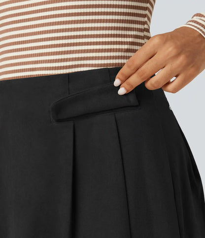 High Waisted A-Line 2-in-1 Suede Mini Casual Skirt