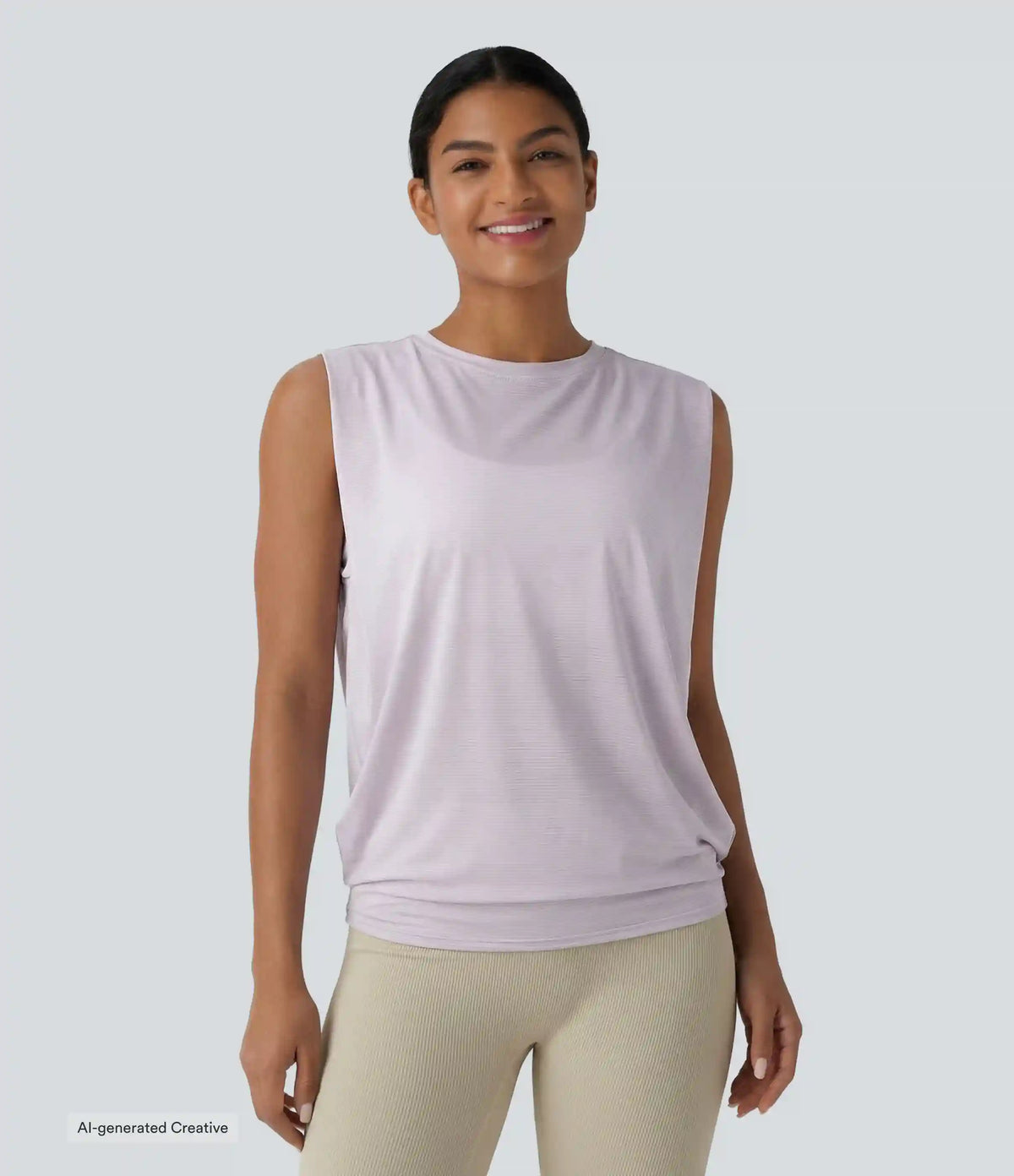 Round Neck Ruched Workout Tank Top