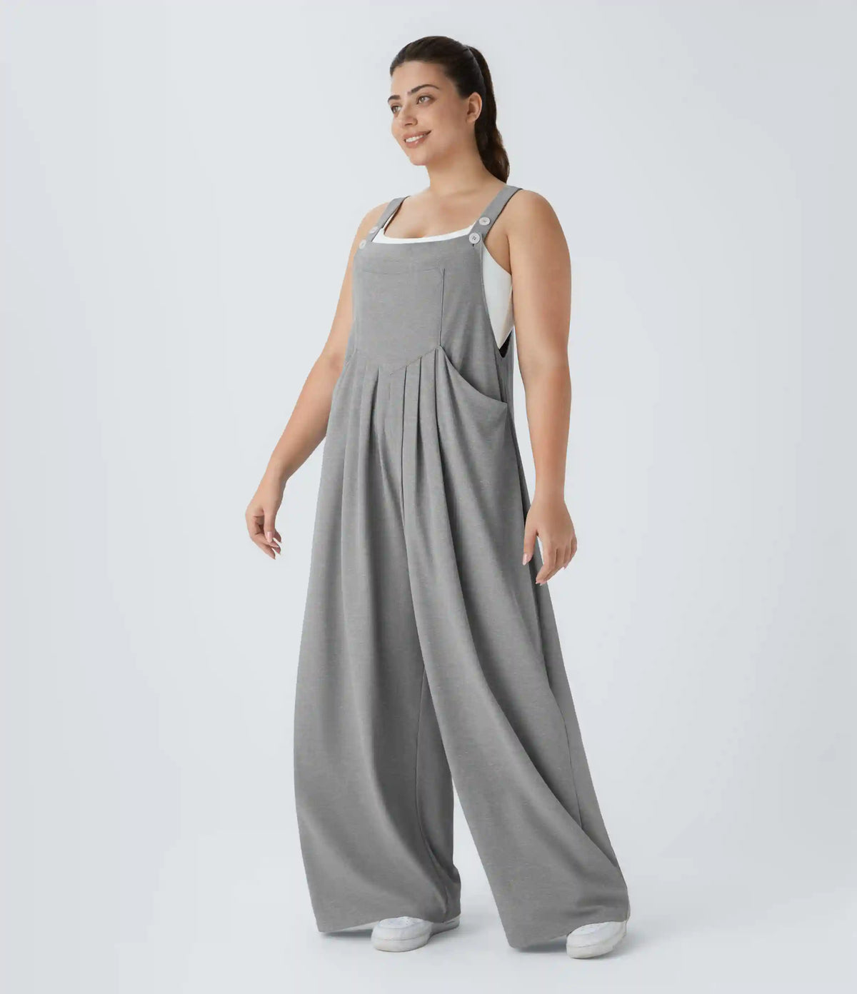 Pockets Waffle Casual Plus Size Overalls
