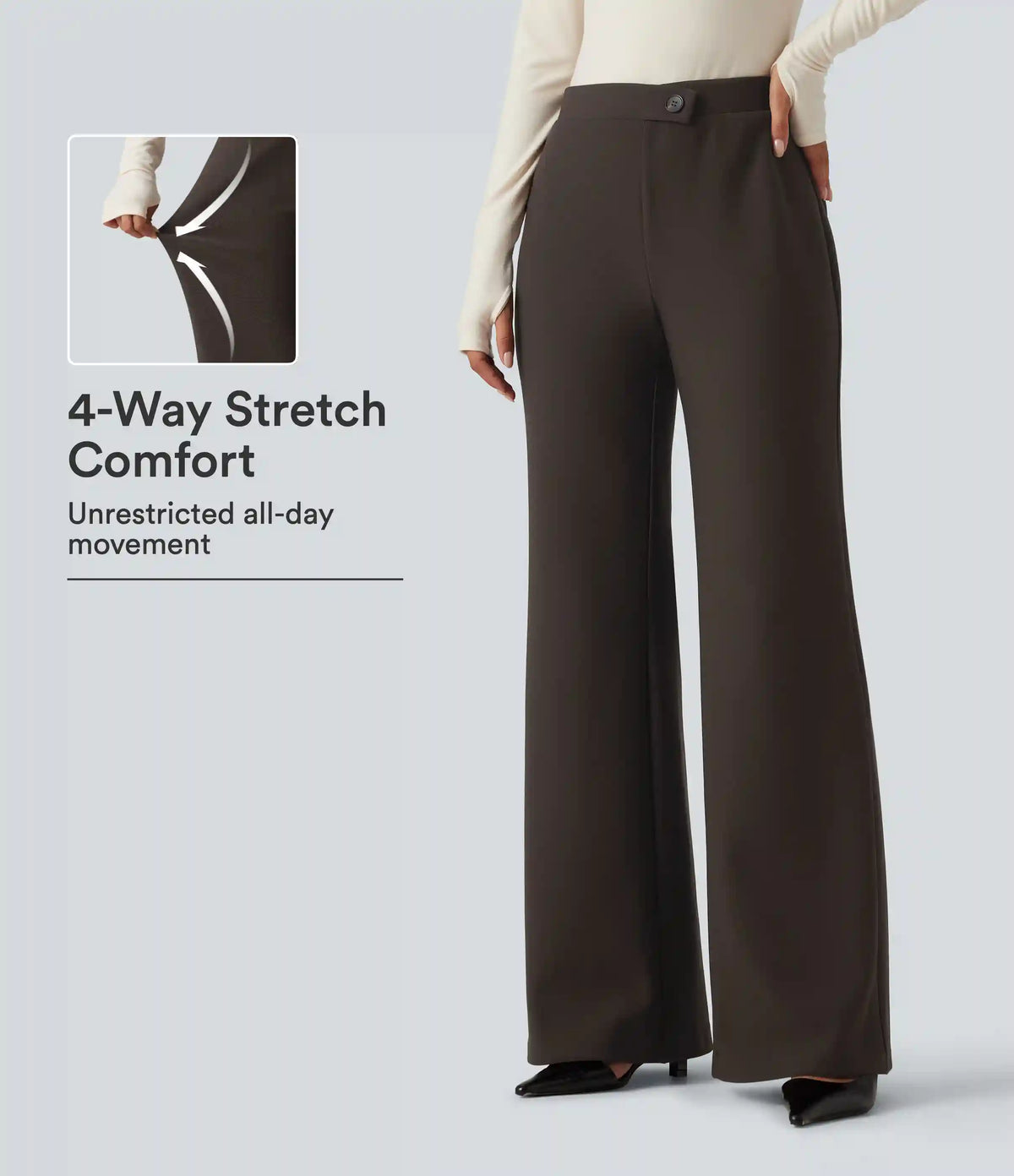 High Waisted Crossover Flare Work Pants