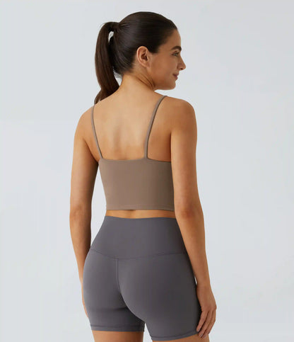 Basic Padded Workout Cropped Low Support Tank Top A-D Cups