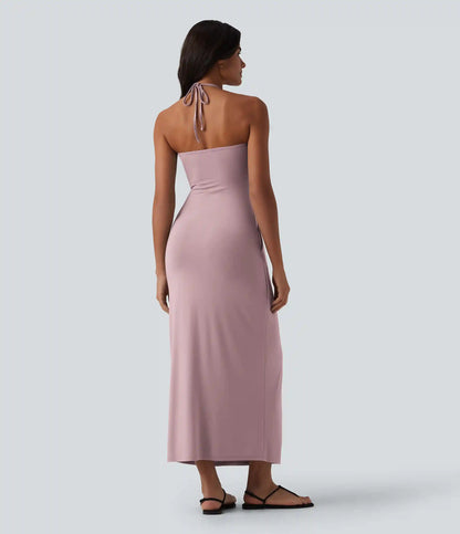 Halter Tie Back Maxi Dress with Pockets