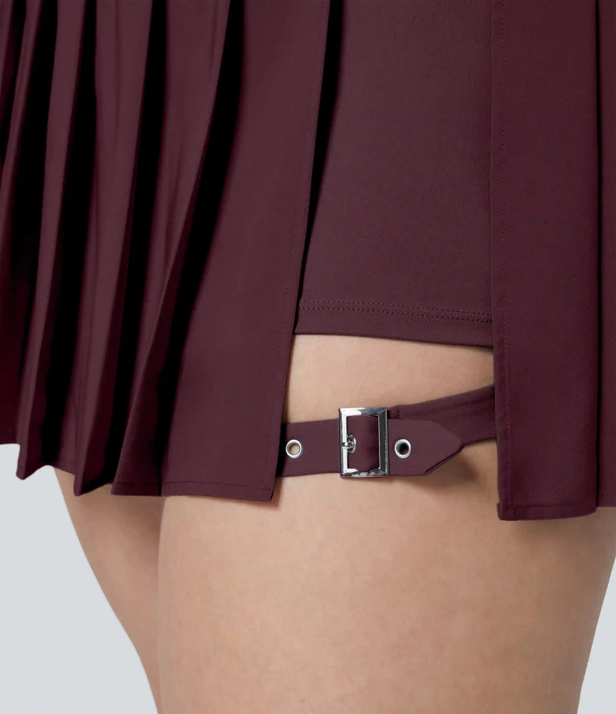 Breezeful™ High Waisted Pleated 2-in-1 Pocket Adjustable Buckle Quick Dry Micro Mini Casual Plus Size Skirt