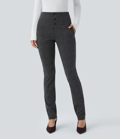 Halara Flex™ High Waisted Houndstooth Plaid Skinny Work Pants with Pockets