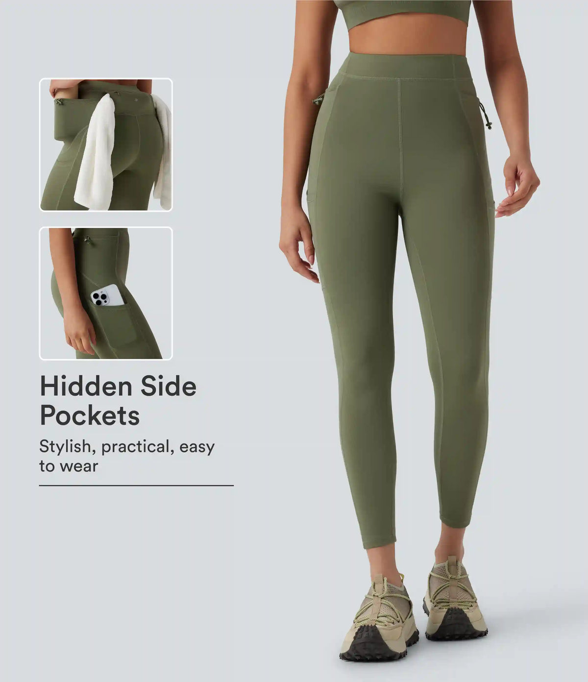 SpeedWave™ High Waisted Loop Quick Dry Hiking Leggings with Pockets