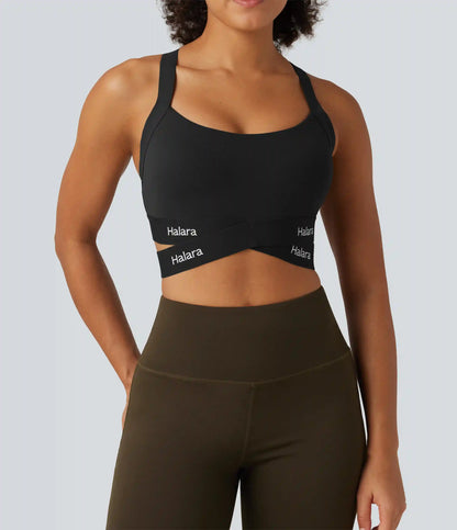 Halara UltraSculpt™ Medium Support U Neck Crossover Training Sports Bra with Non-Removable Pad