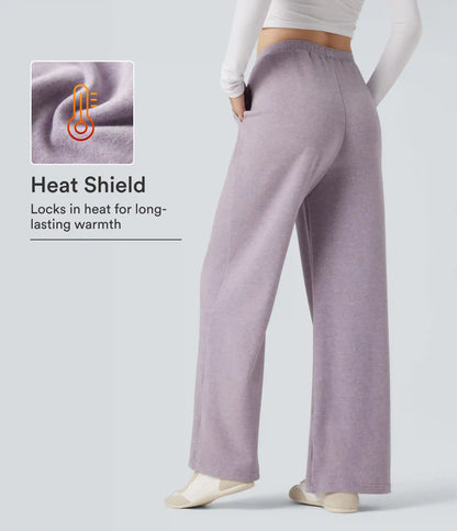 High Waisted Drawstring Thermal Casual Baggy Pants with Pockets
