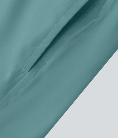 Breezeful™ High Waisted Crossover Pocket 2-in-1 Quick Dry Yoga Shorts 4"