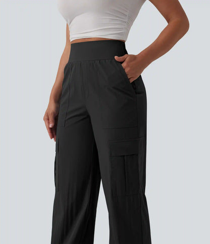 High Waisted Straight Leg Casual Pants with Pockets