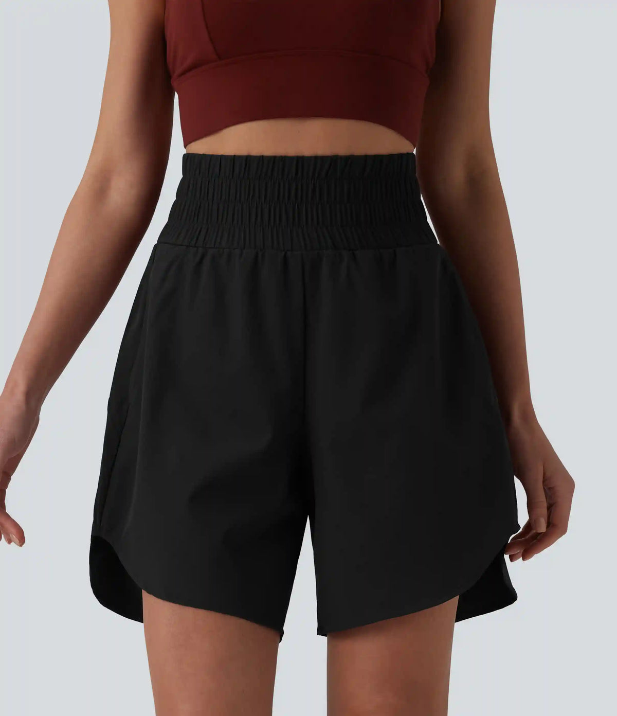 Breezeful™ High Waisted 2-in-1 Curved Hem Quick Dry Running Shorts 7" with Pockets