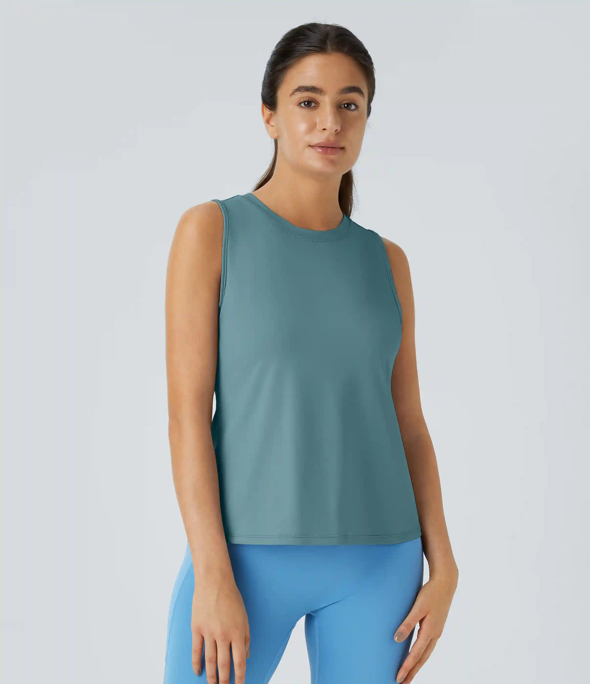 Cut Out Crossover Hem Solid Yoga Tank Top