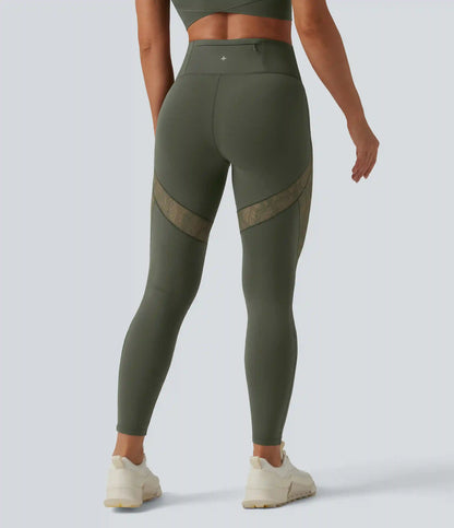 SoftlyZero™ High Waisted Contrast Lace Workout Leggings with Pocket