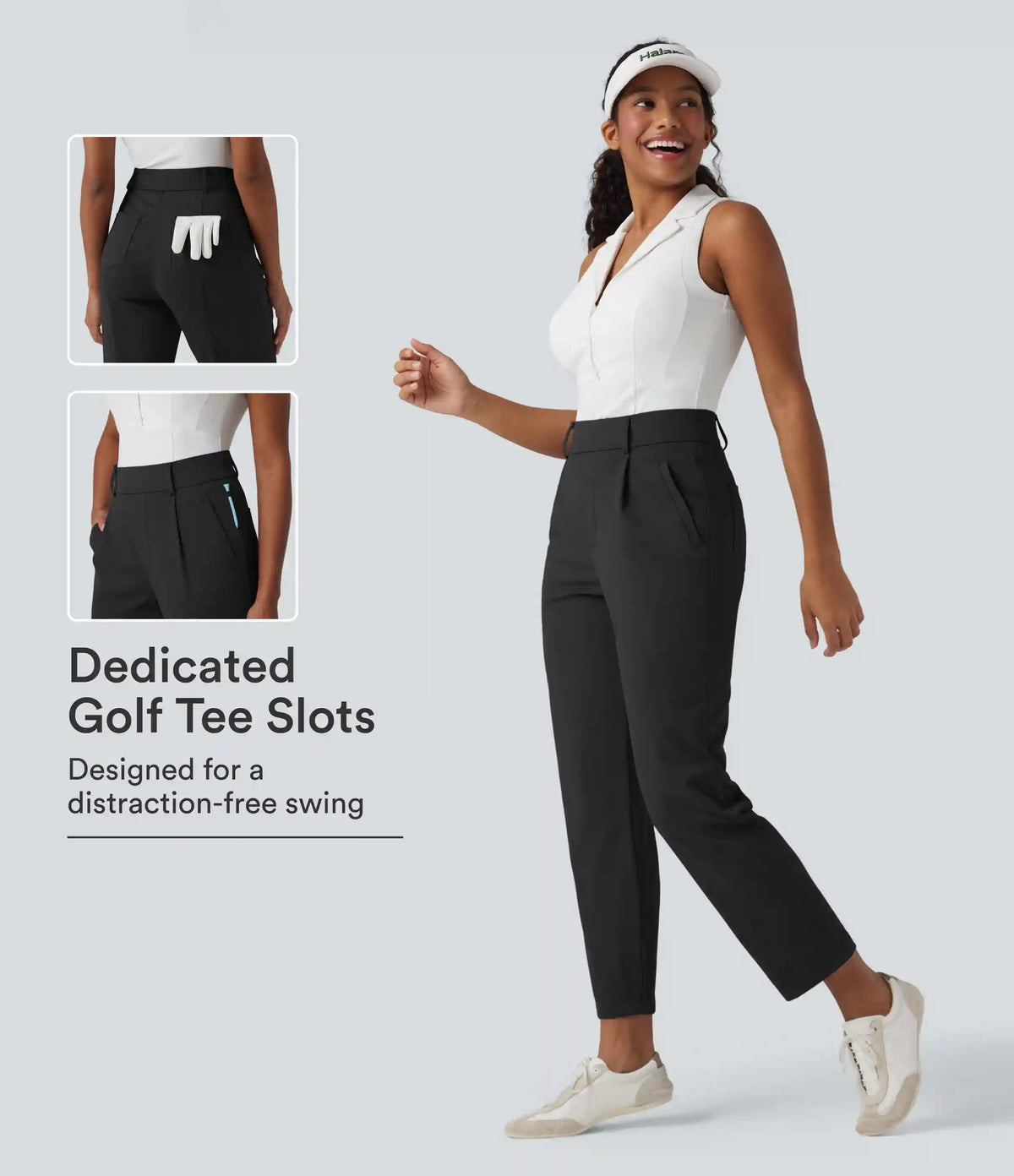High Waisted Quick Dry Golf Pants with Pockets-Golf Tee-UPF40+