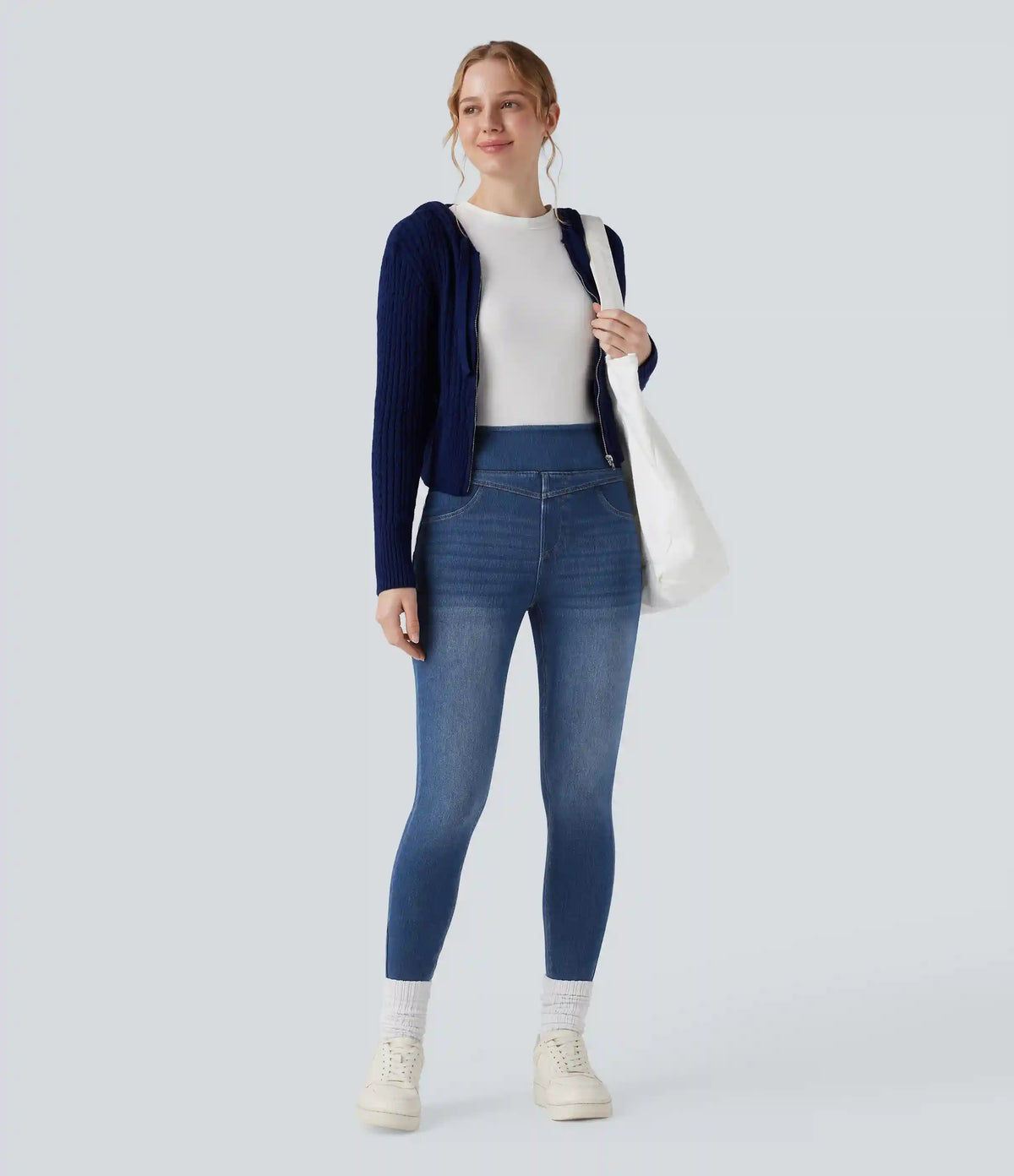 Halara Flex™ High Waisted Denim Casual Skinny 7/8 Leggings with Pockets