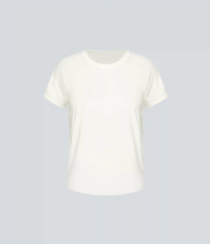 Contrast Mesh Hem Short Sleeve InstantCool Yoga Sports Top-UPF50+