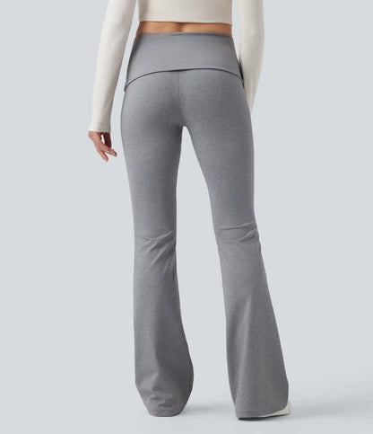 Foldover Mid Rise Casual Bootcut Pants
