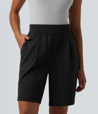 High Waisted Work Shorts with Pockets
