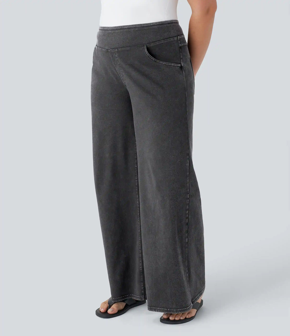 Halara Flex™ High Waisted Pockets Baggy Wide Leg Loose Casual Plus Size Jeans