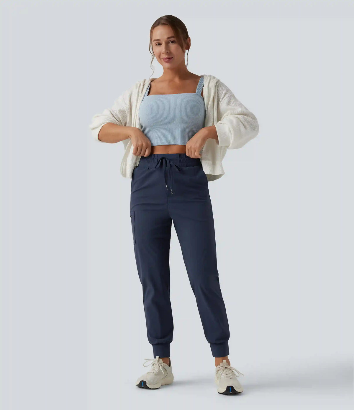Mid Rise Drawstring Running Joggers with Pockets