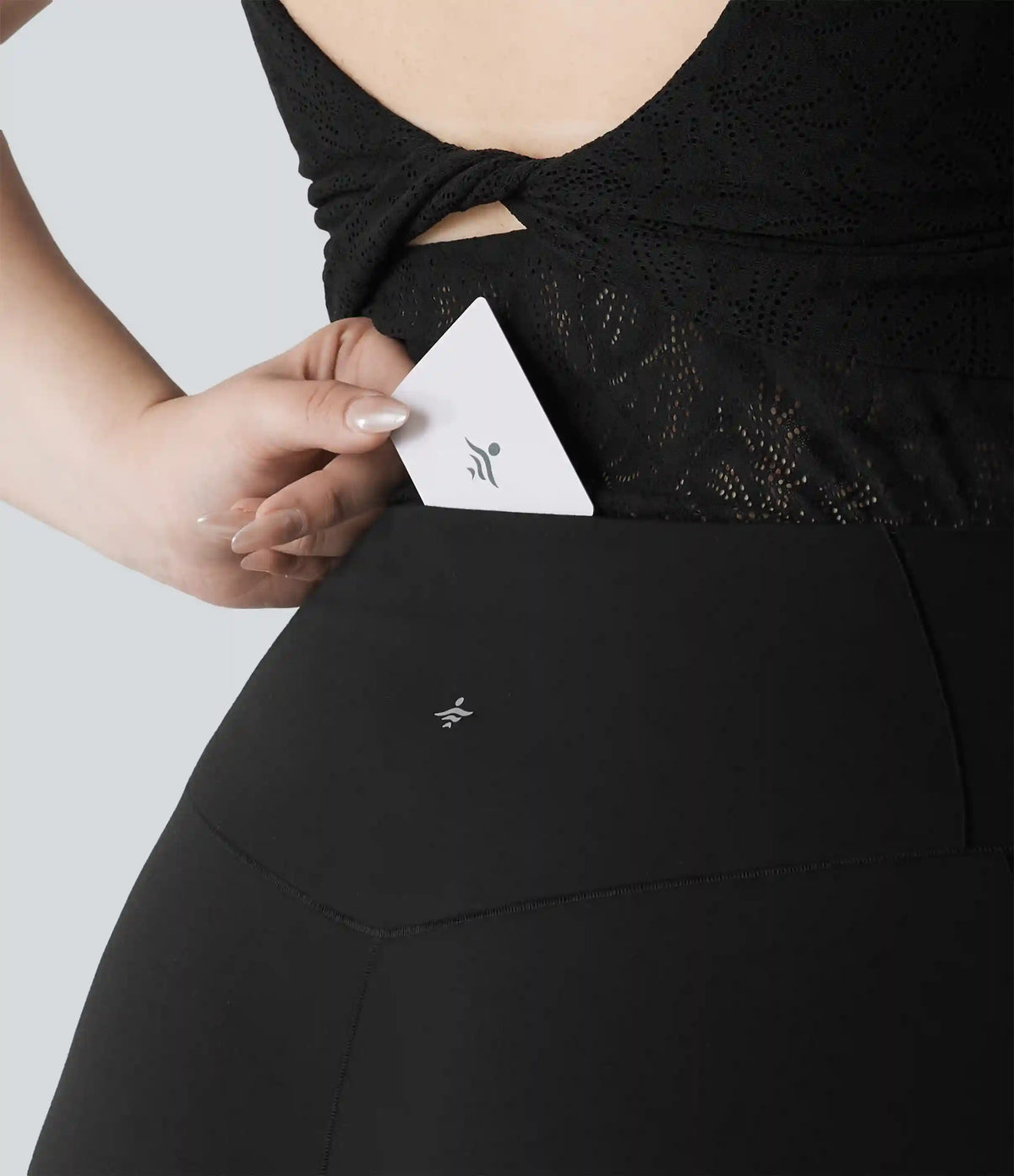 Plus Size SoftlyZero™ High Waisted Crossover Contrast Lace Yoga Biker Shorts 5'' with Pocket