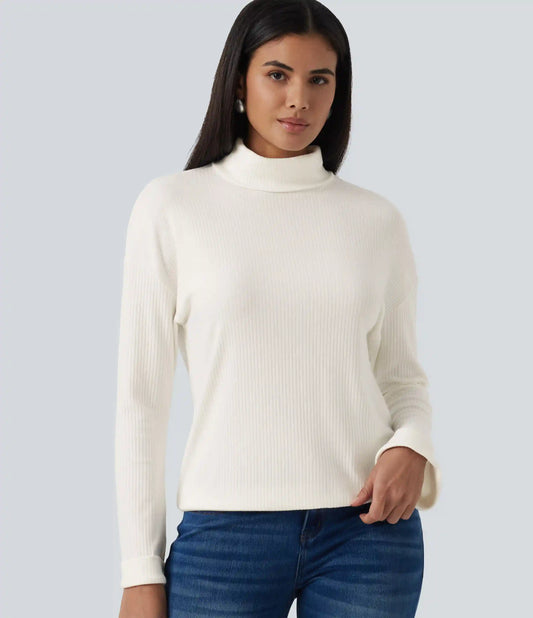 High Neck Long Sleeve Casual Top