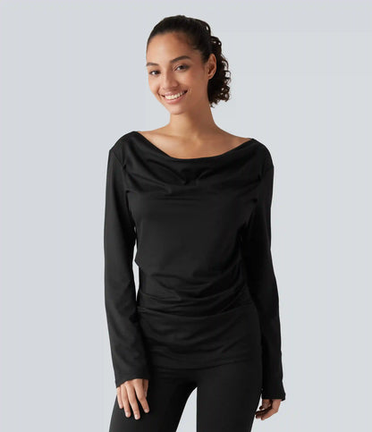 Off Shoulder Long Sleeve Yoga Sports Top