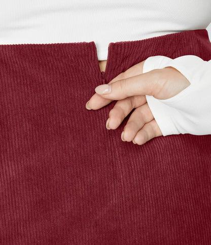 High Waisted 2-in-1 A Line Mini Corduroy Casual Plus Size Skirt