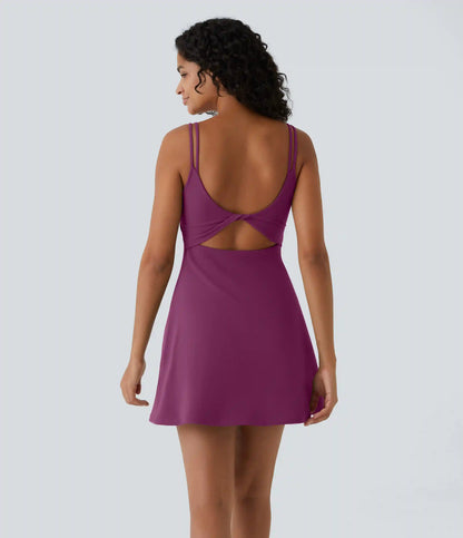 SoftlyZero™ Plush Double Straps 2-Piece Pocket Slip Dance Active Dress A-D Cups