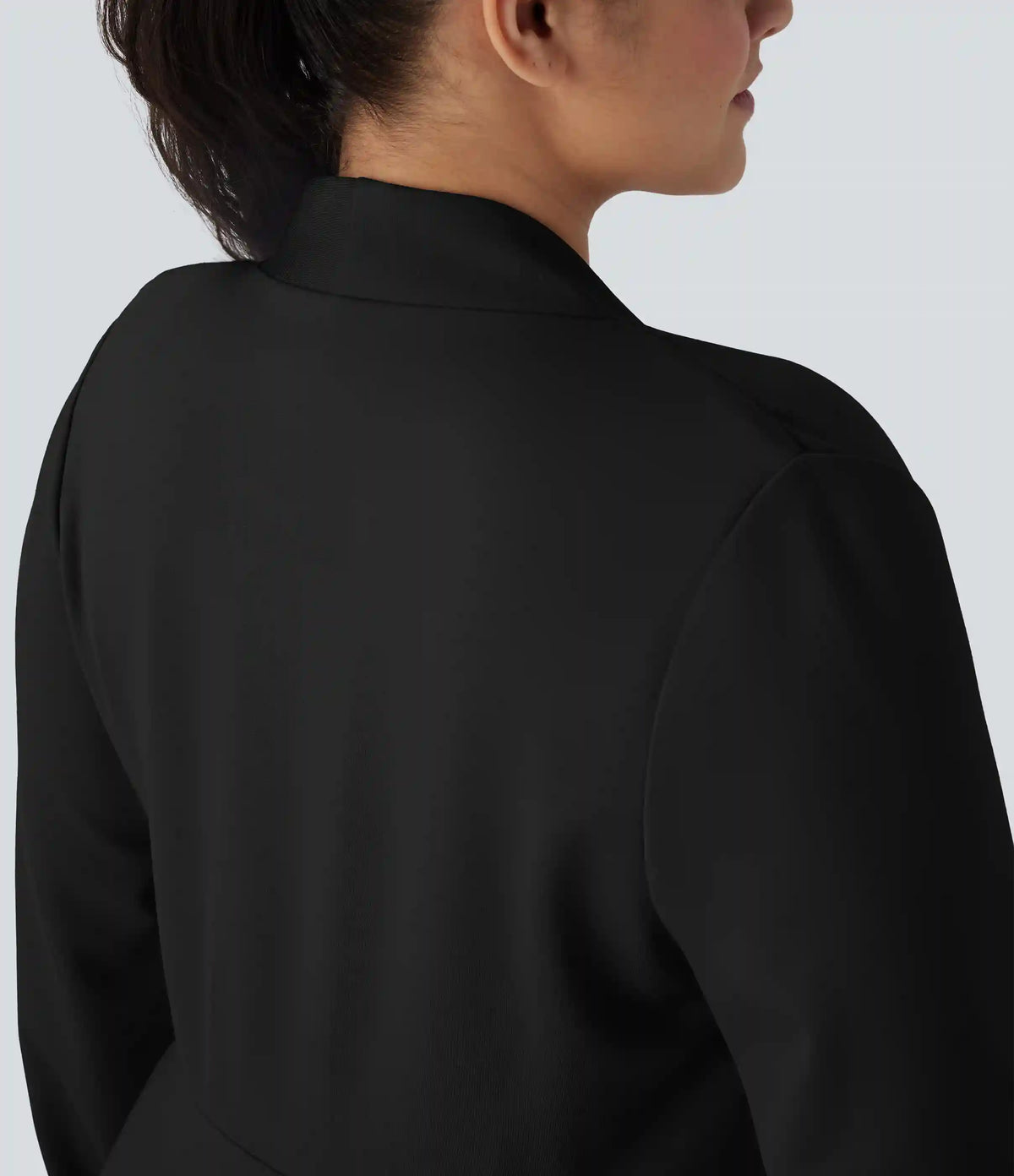 Plus Size V Neck Long Sleeve Single Front Work Peplum Jacket