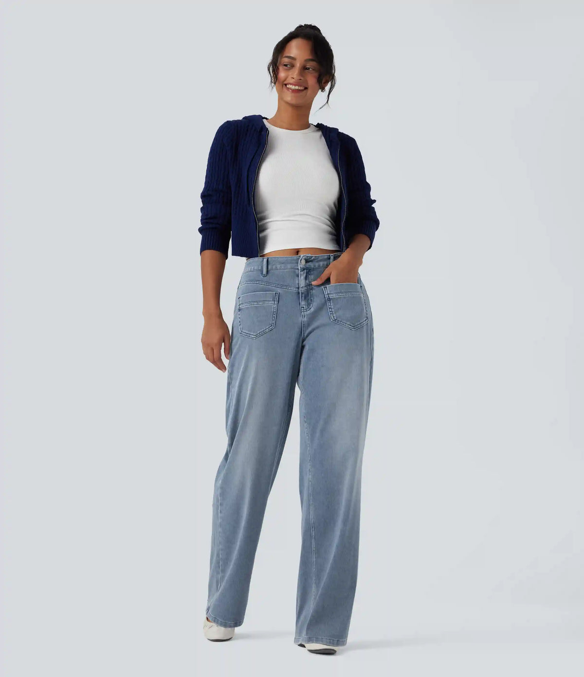 Halara Flex™ Mid Rise Straight Leg Casual Jeans with Pockets