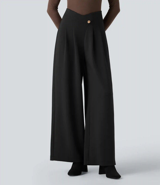 SpacerTek™ Super High Waisted Crossover Wide Leg Work Pants