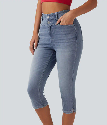 Halara Flex™ High Waisted Split Capri Casual Slim Jeans with Pockets
