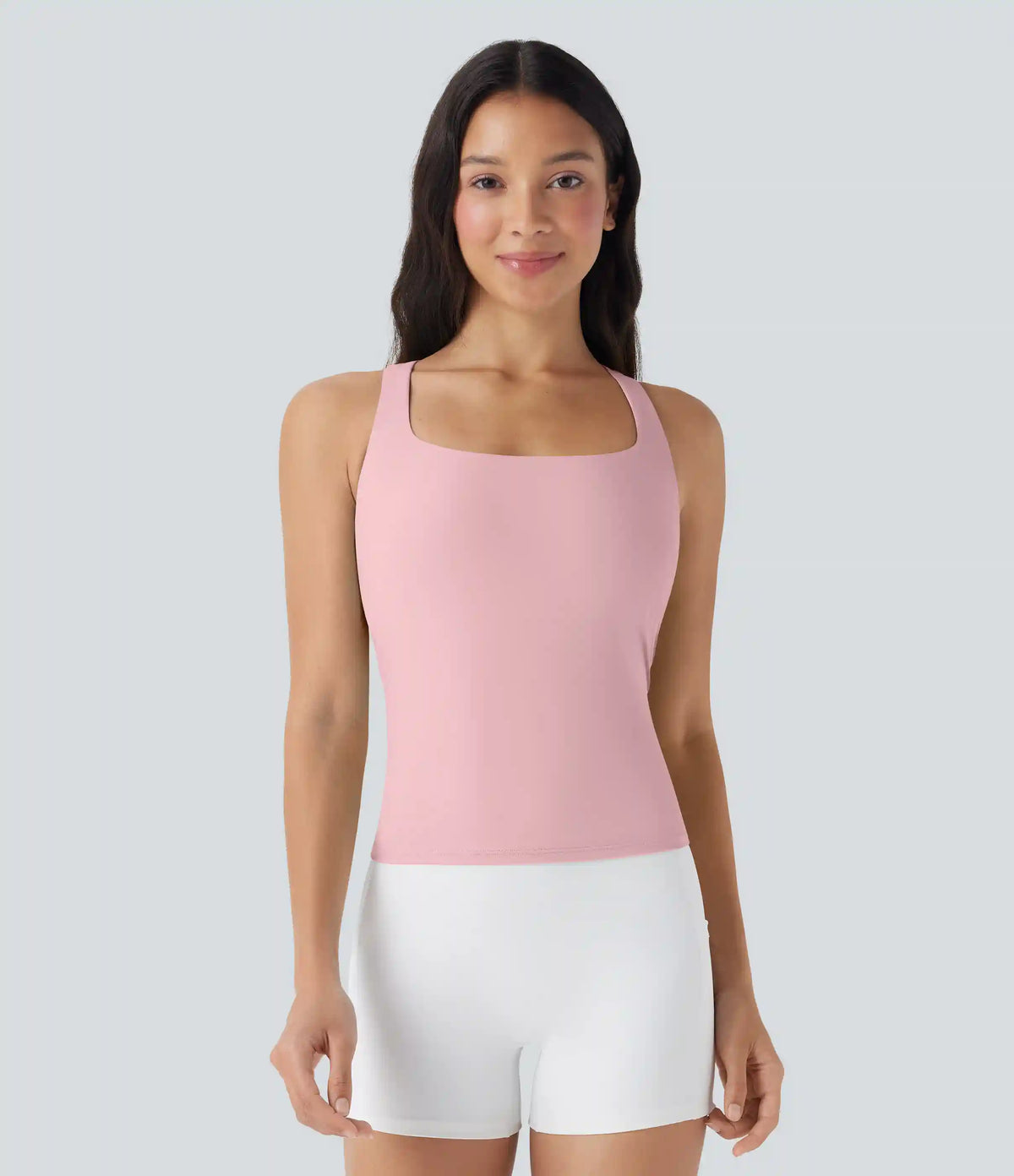 SoftlyZero™ Airy Square Neck Cropped InstantCool Running Tank Top-Longer Length