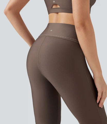 Reflective High Waisted Bootcut Sheen Training Leggings with Pockets