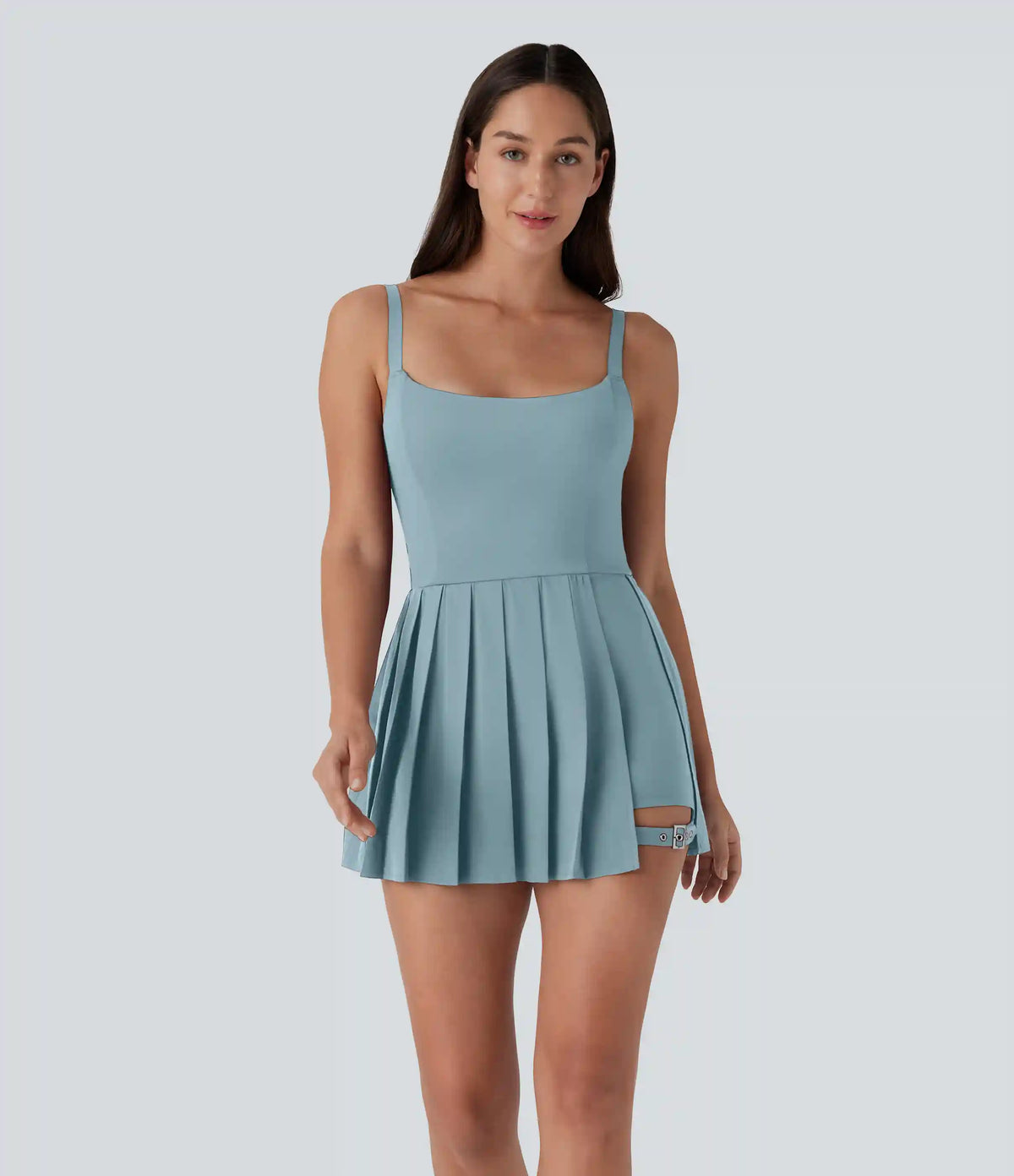 Breezeful™ Pleated Adjustable Buckle 2-in-1 Pocket Micro Mini Quick Dry Casual Slip Dress