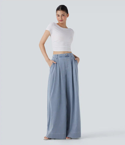 Halara Flex™ High Waisted Wide leg InstantCool Denim Casual Jeans with Pockets
