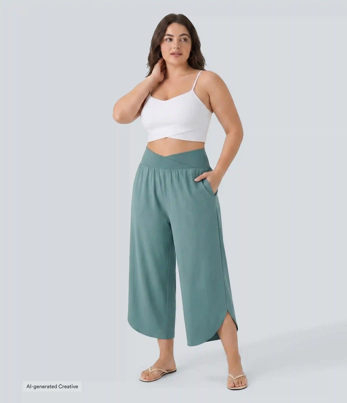 Breezeful™ High Waisted Crossover Pocket Quick Dry Plus Size Pants