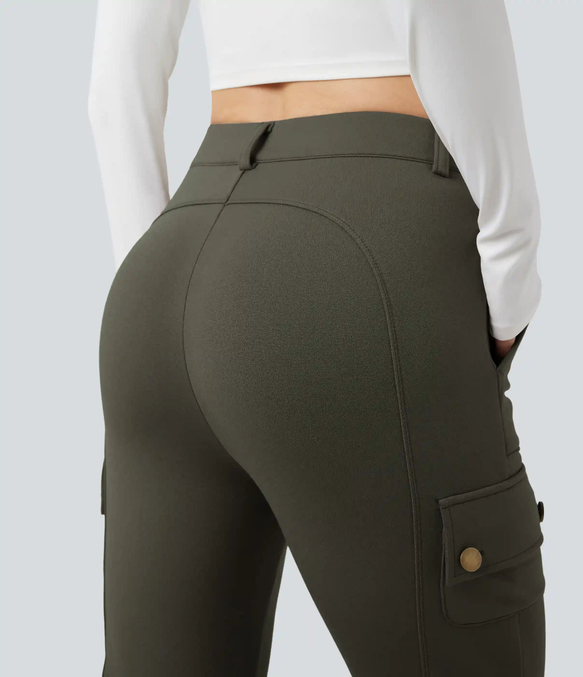 High Waisted Skinny Fleece Hiking Cargo Pants with Pockets