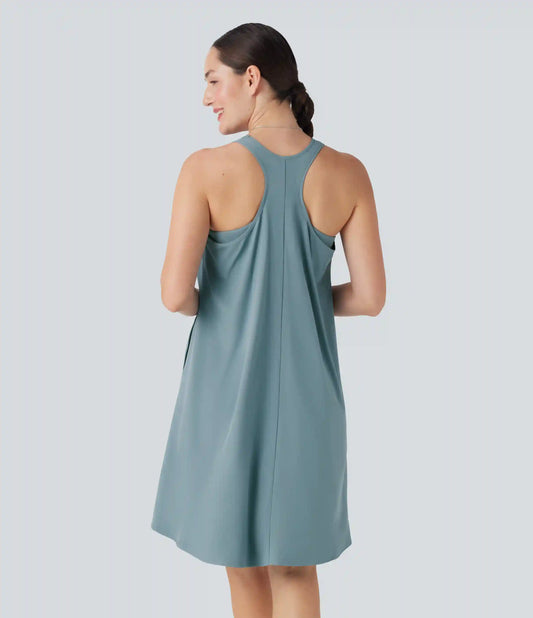 Breezeful™ RacerPocket High Low Flowy Mini Quick Dry Casual Dress DD-F Cups