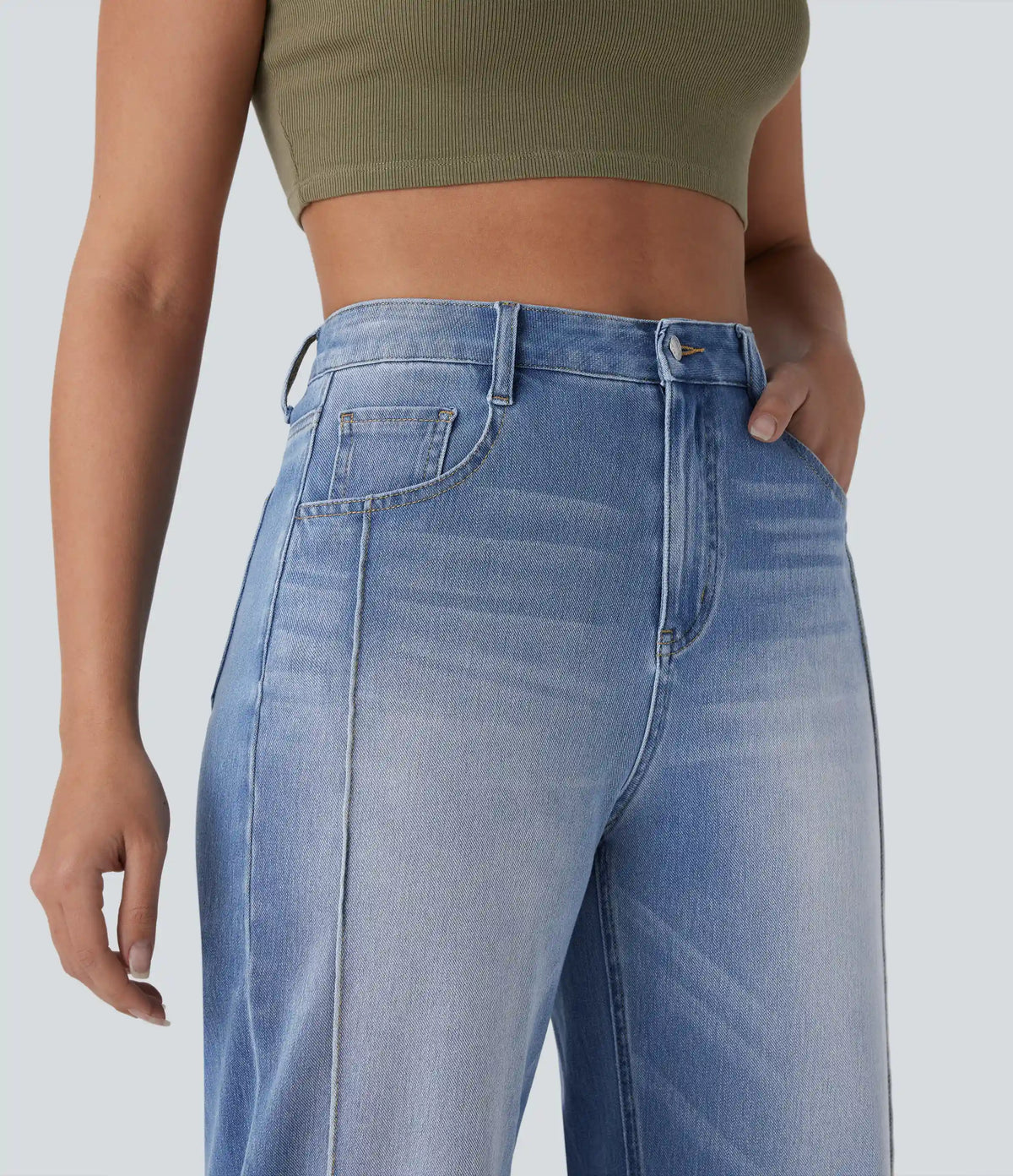 Halara Flex™ High Waisted Pockets Washed Casual Baggy Jeans