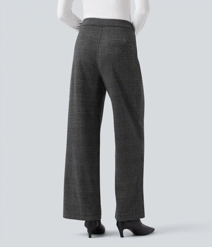 Halara Flex™ High Waisted Straight Leg Houndstooth Plaid Work Pants with Pockets